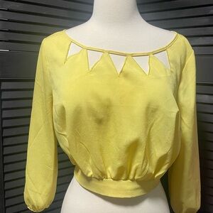 Forever‎ 21 Yellow Blouse with Triangle Cutouts